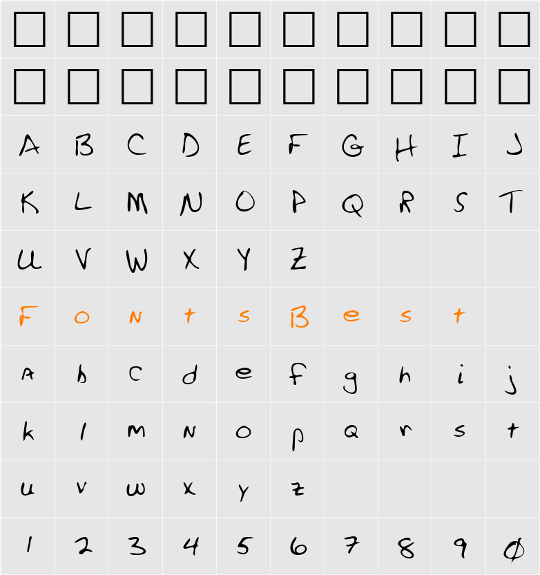 LEHN255 Character Map