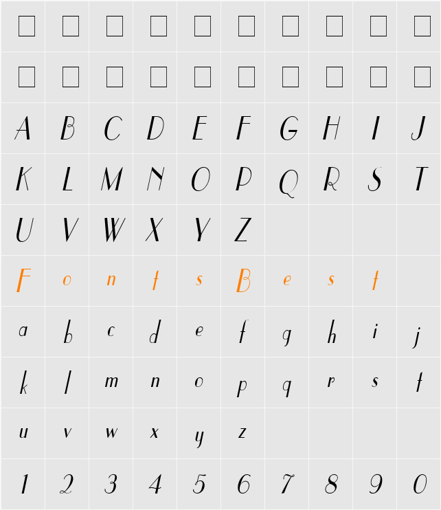 Paris Condensed Character Map