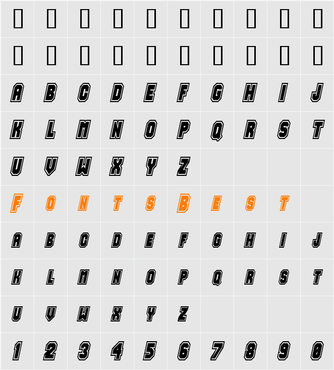Jersey-Condensed Character Map