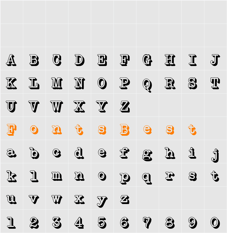 NeoBulletin Extruded Character Map