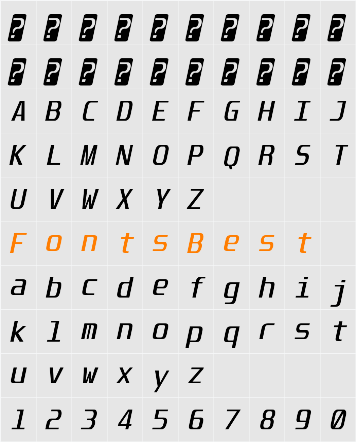 Unispace Character Map