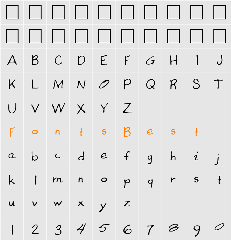 LEHN060 Character Map
