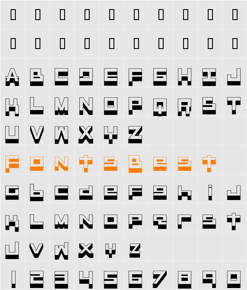 RaseGPL-Outline Character Map