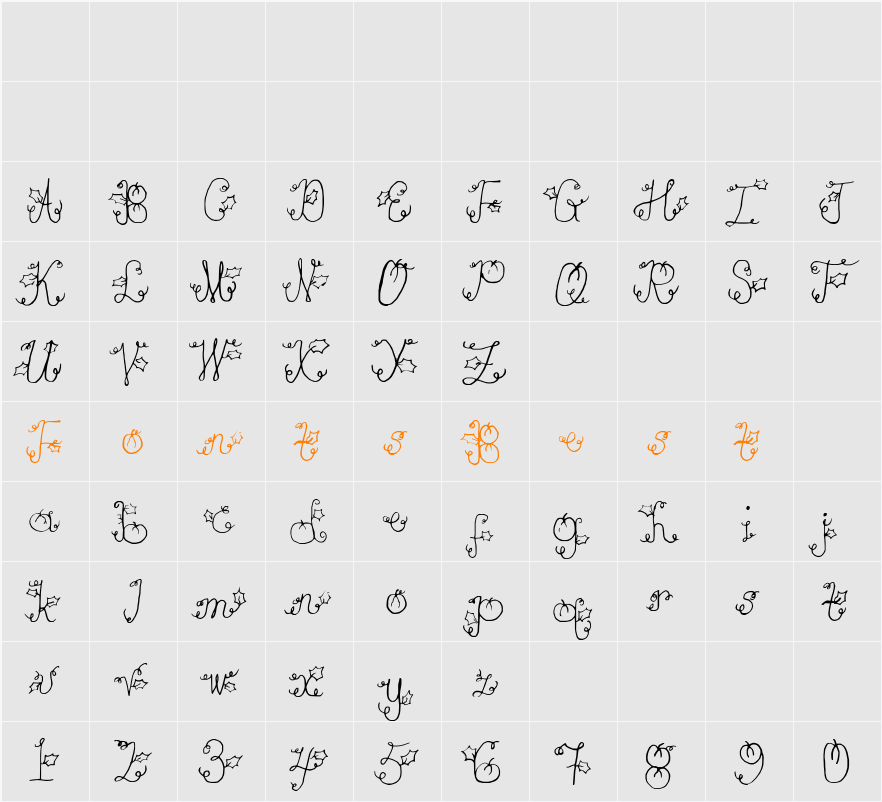 Pumpkin Character Map