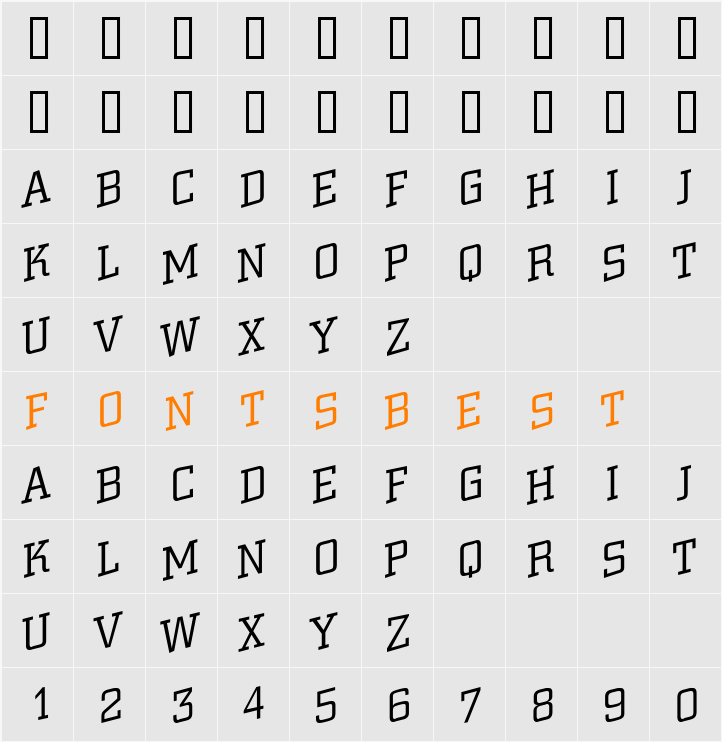 a_CityNovaTtlSpUpLt Character Map