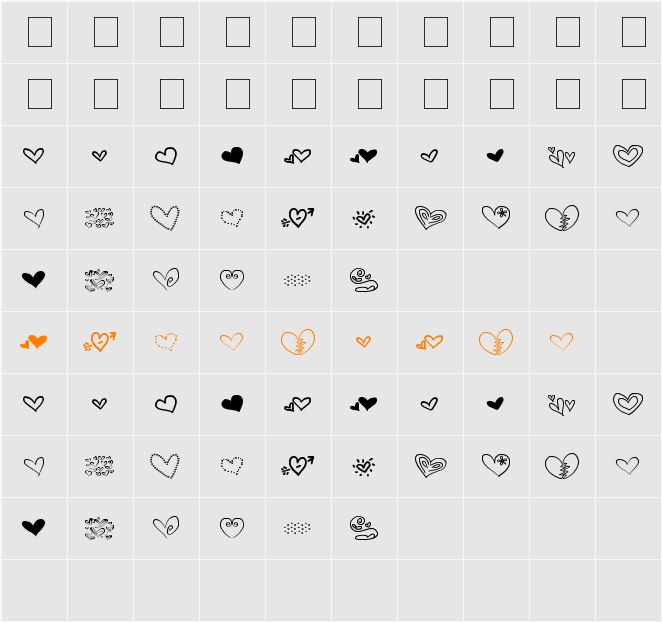 MTF Heart Doodle Character Map