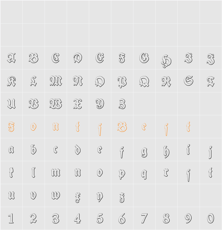 Schneidler Halb Fette Beveled Character Map