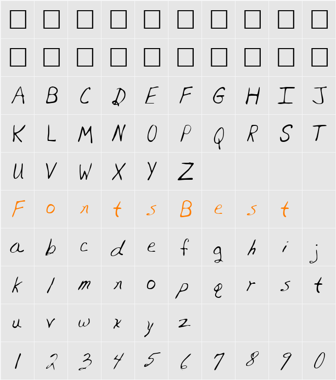 EdmondsHand Character Map