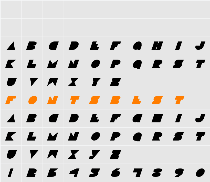 Disco Deck Italic Character Map