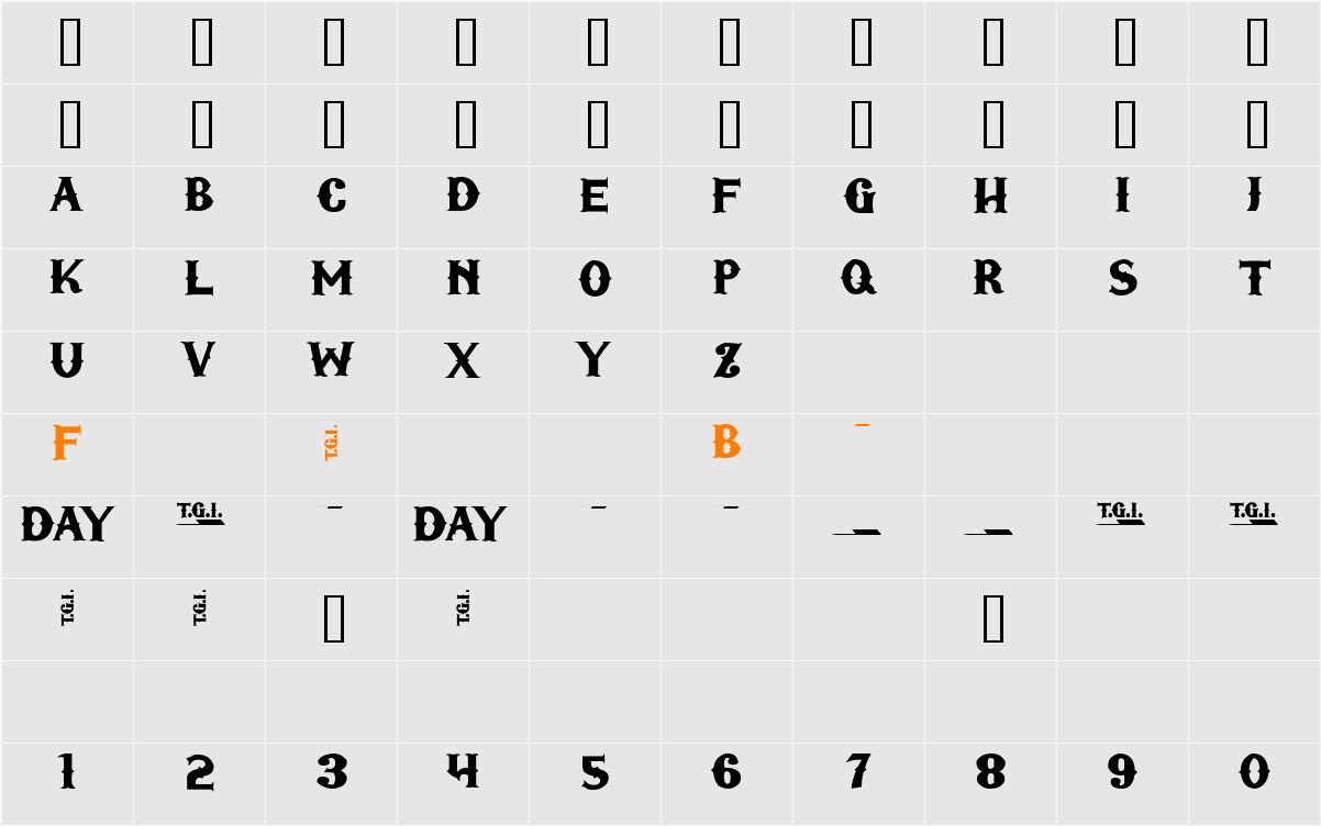 TGIFriday Character Map