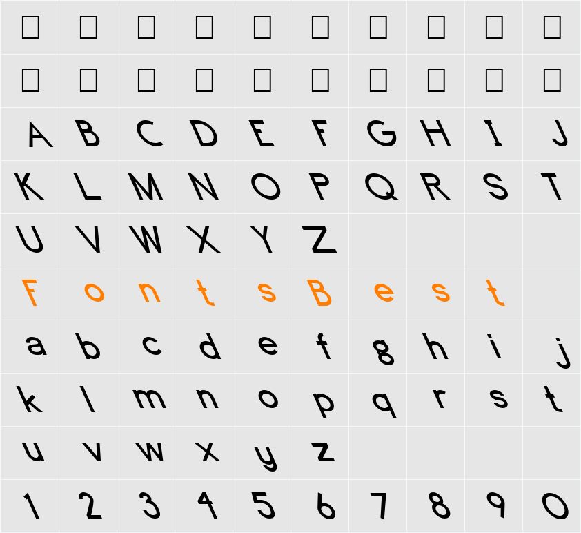 FZ BASIC 4 LEFTY Character Map