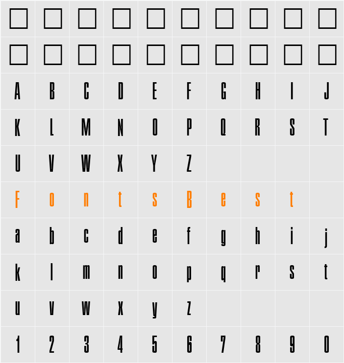 Plakette Character Map