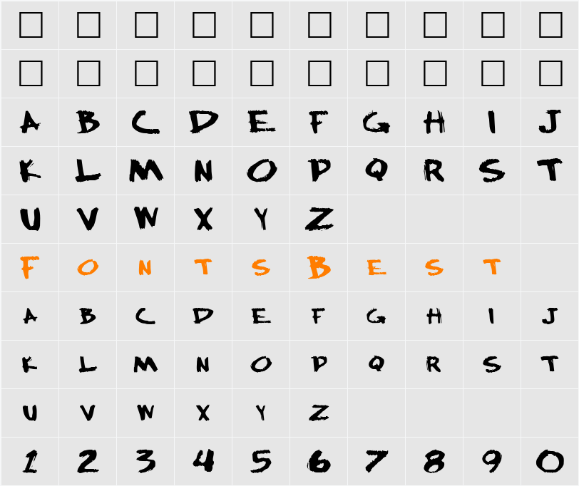 BocciWorksBold55 ttext Character Map