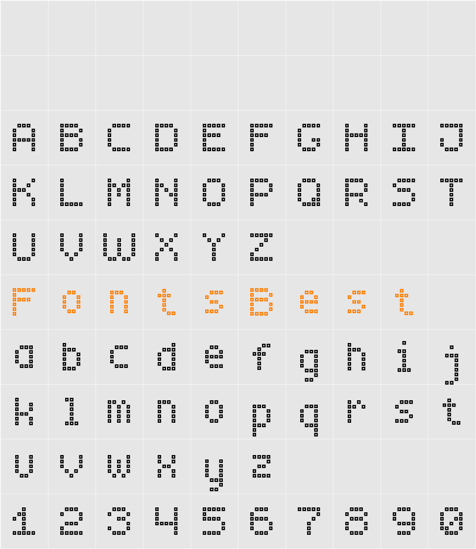 Brick LED-7 Character Map
