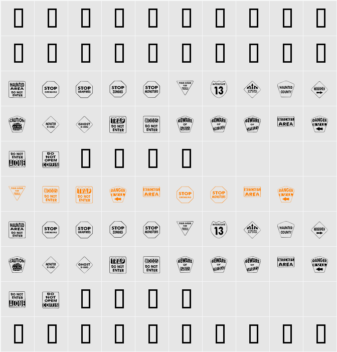 KR Halloween Signs One Character Map