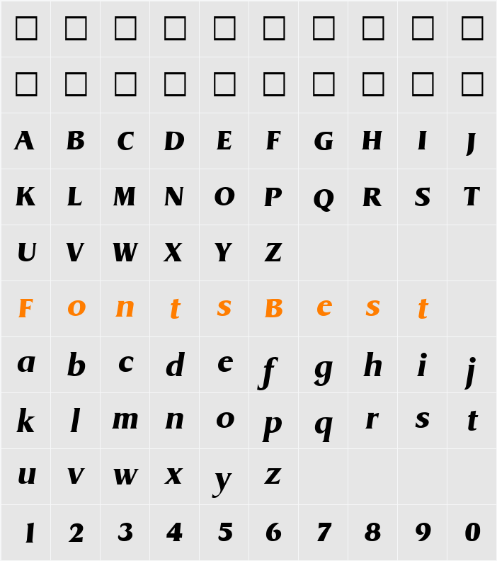DynamicItal Character Map