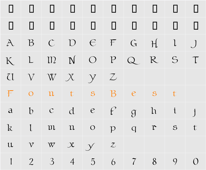 ClaustrumRegular Character Map
