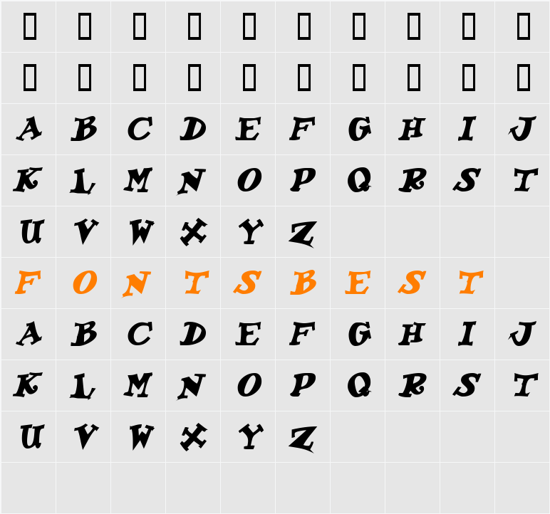 KoolKapsDisplay Character Map