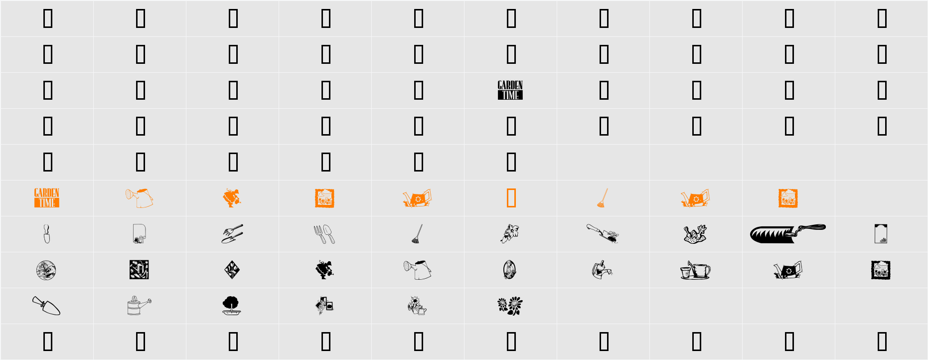 Garden Time Character Map
