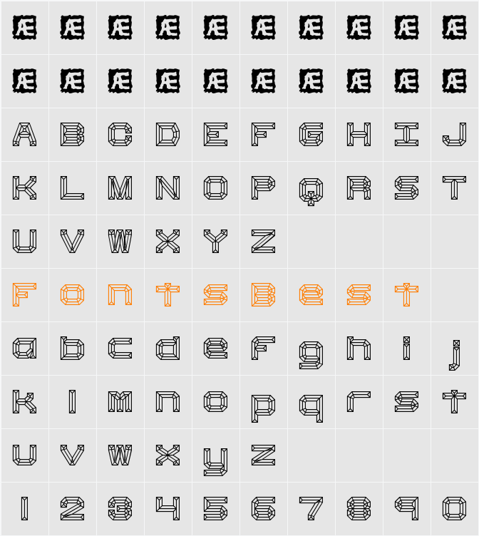 Heavy Bevel BRK Character Map
