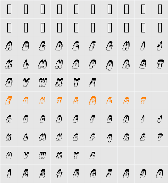 RobleRoundedSCapsSSK Character Map