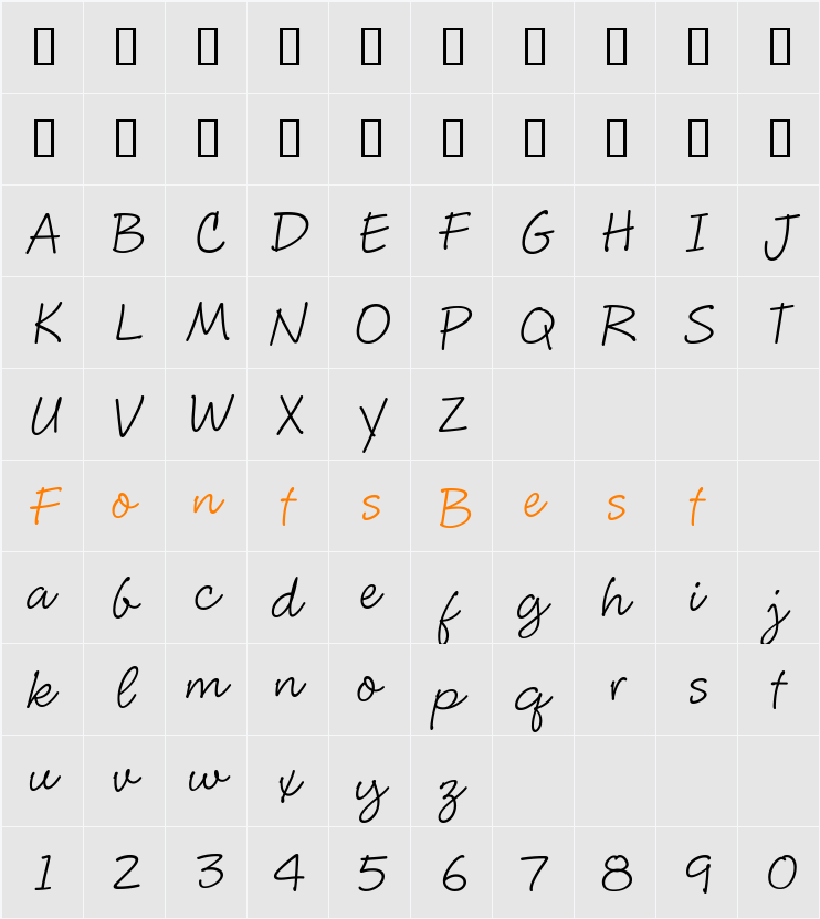 CluffHmk Character Map