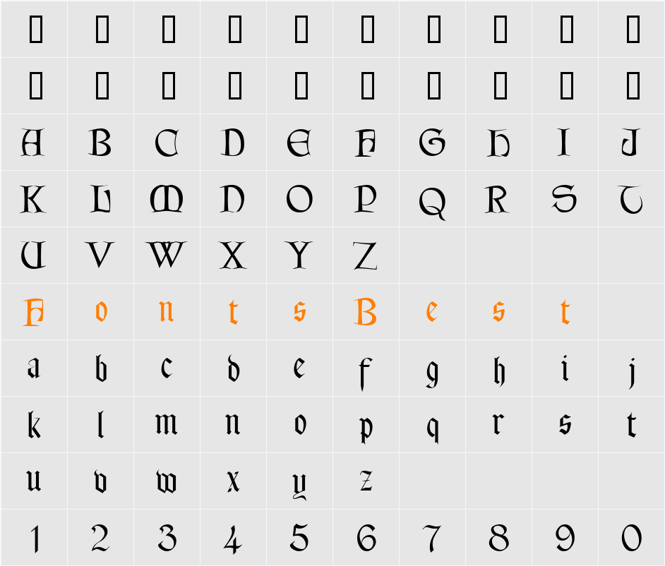 Lettergical Character Map