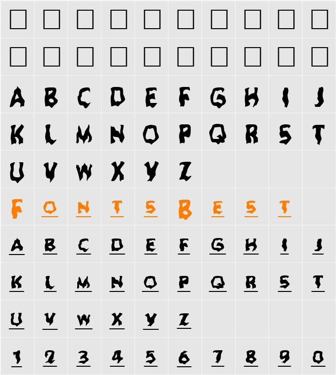 Ghoul Headline Character Map