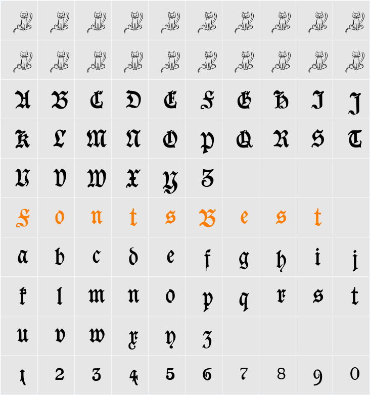 Goeschen Fraktur UNZ1A Character Map
