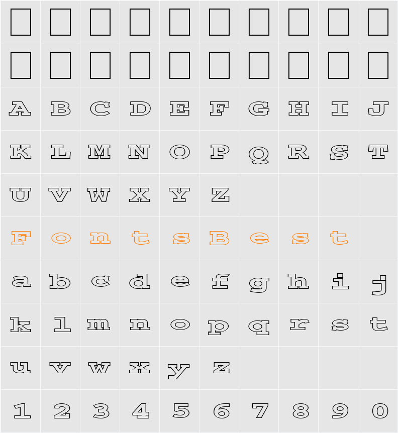 FZ BASIC 54 HOLLOW EX Character Map