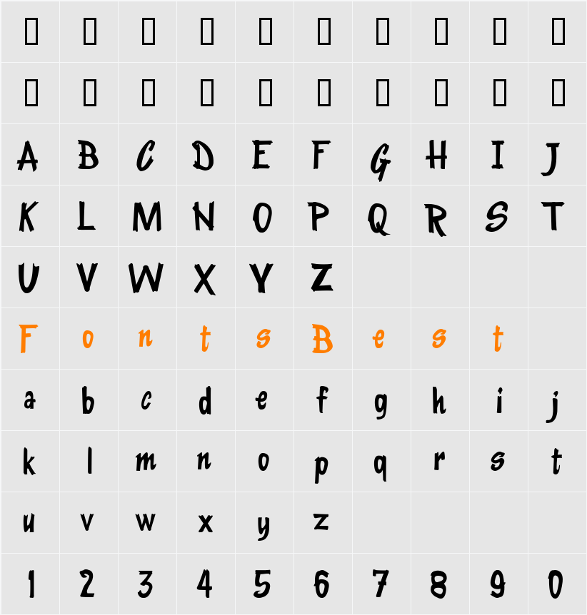 KentuckyFriedChickenFont Character Map