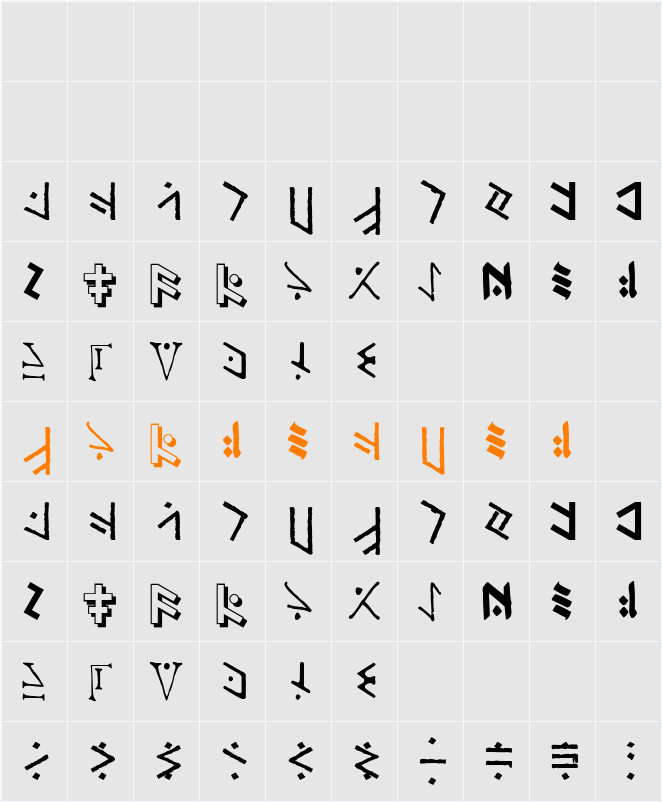 Temphis Sampler Character Map