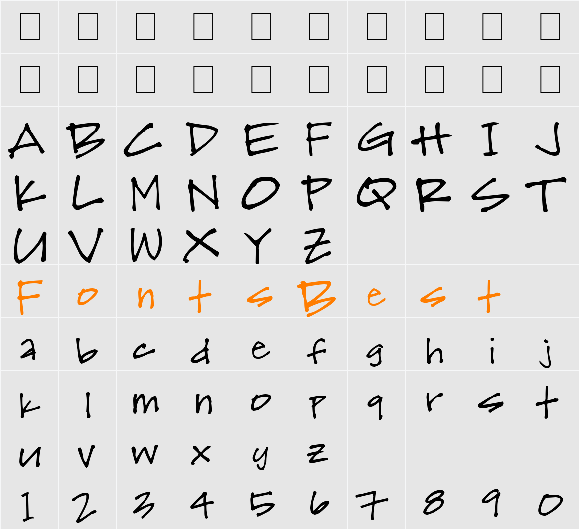 Skwirl Character Map