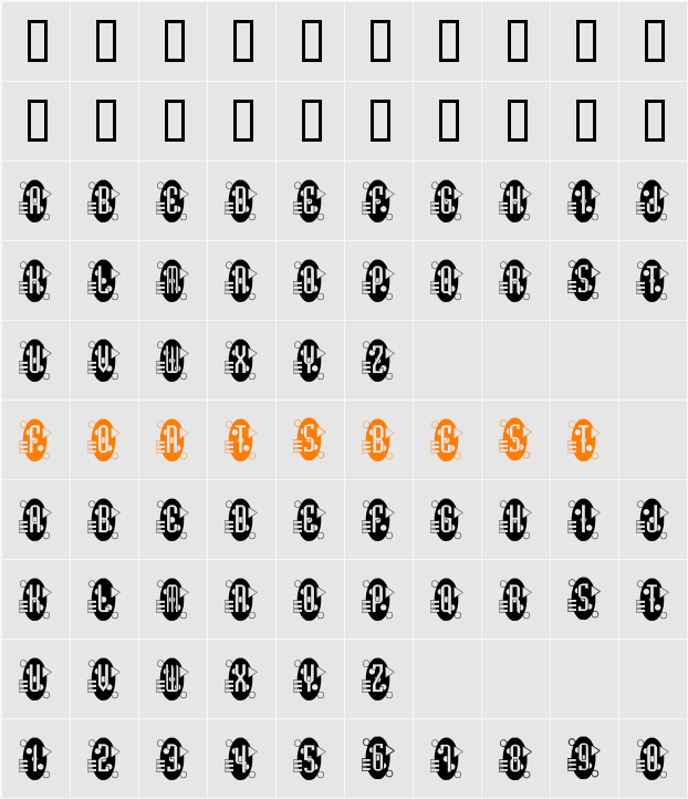 Decorette Character Map