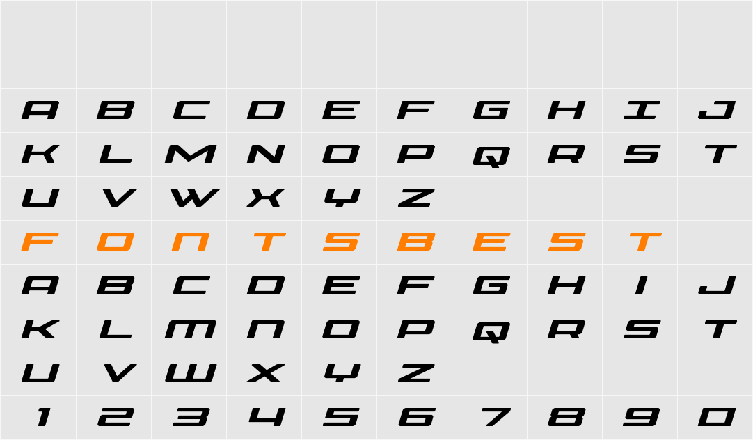 Phoenicia Expanded Italic Character Map