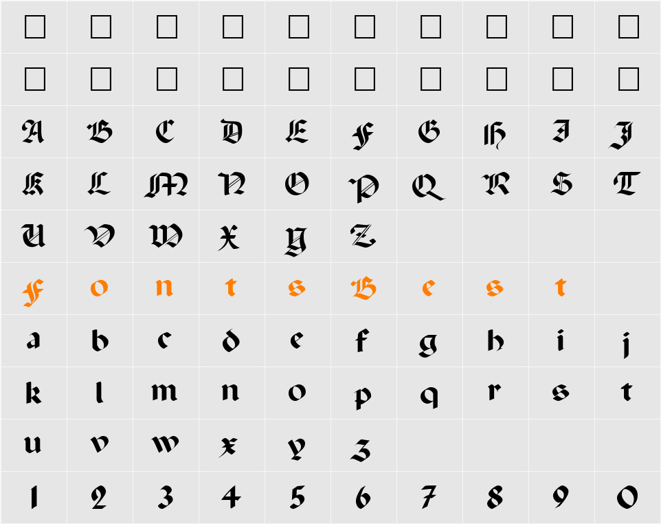 GothicRus Character Map