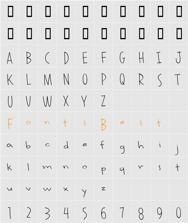 Smarty Pants BTN Light Character Map