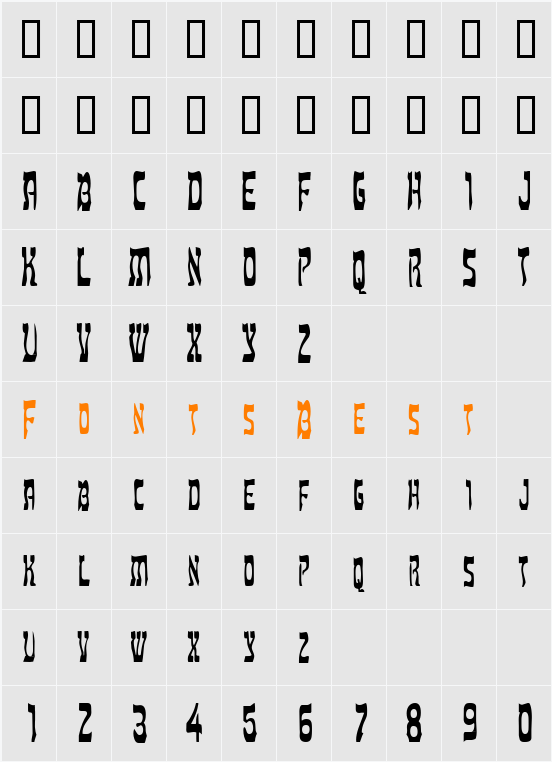 HebrewCondensed Character Map