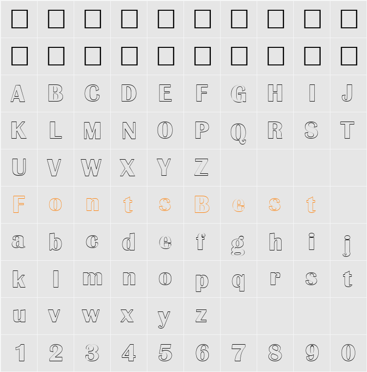 Grenoble Outline SF Character Map
