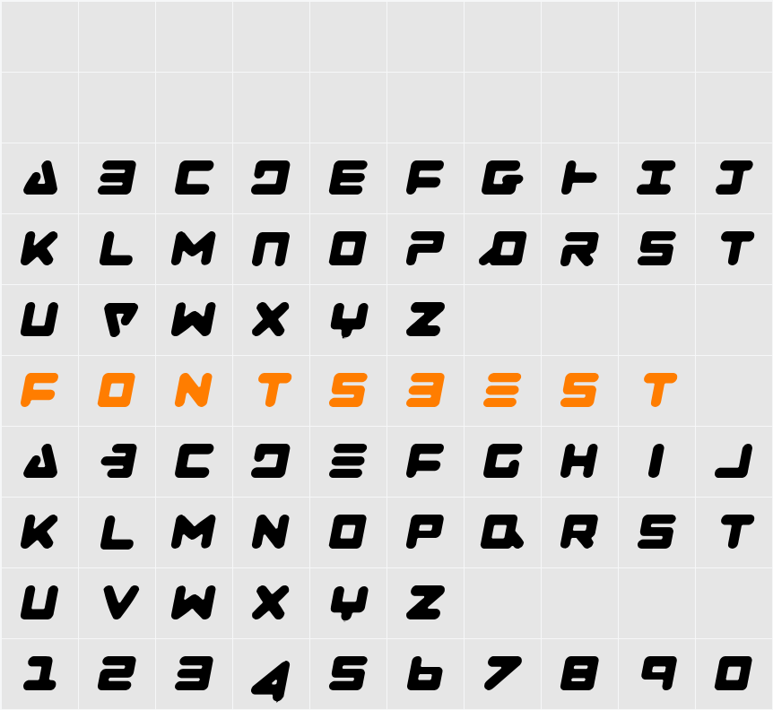 Zealot Light Italic Character Map
