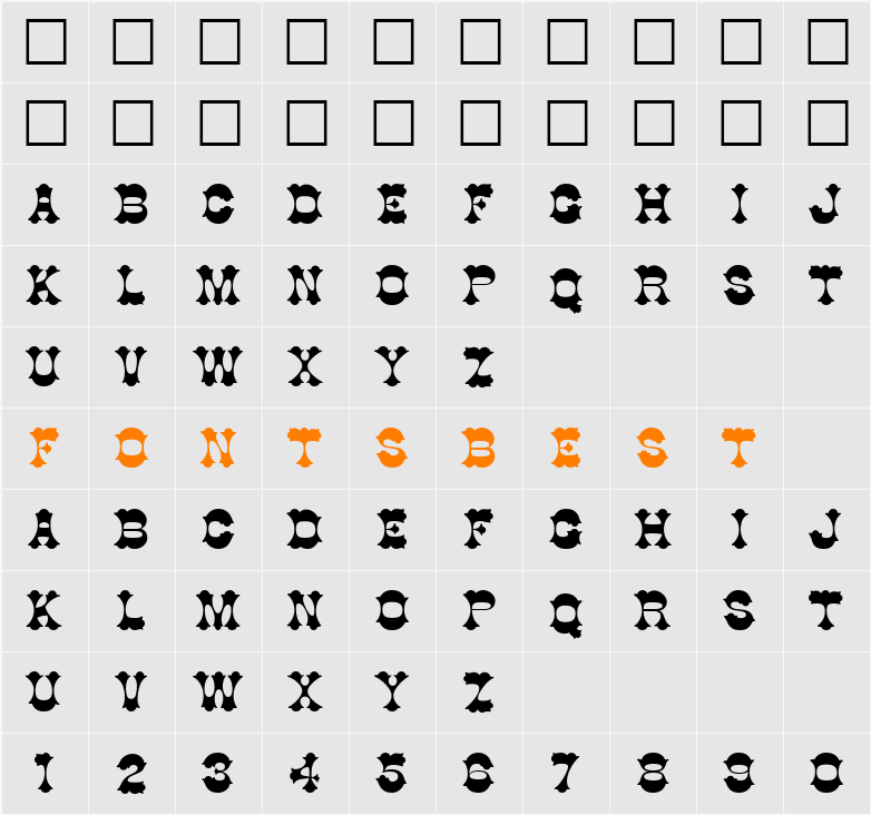 PT Longbranch Character Map
