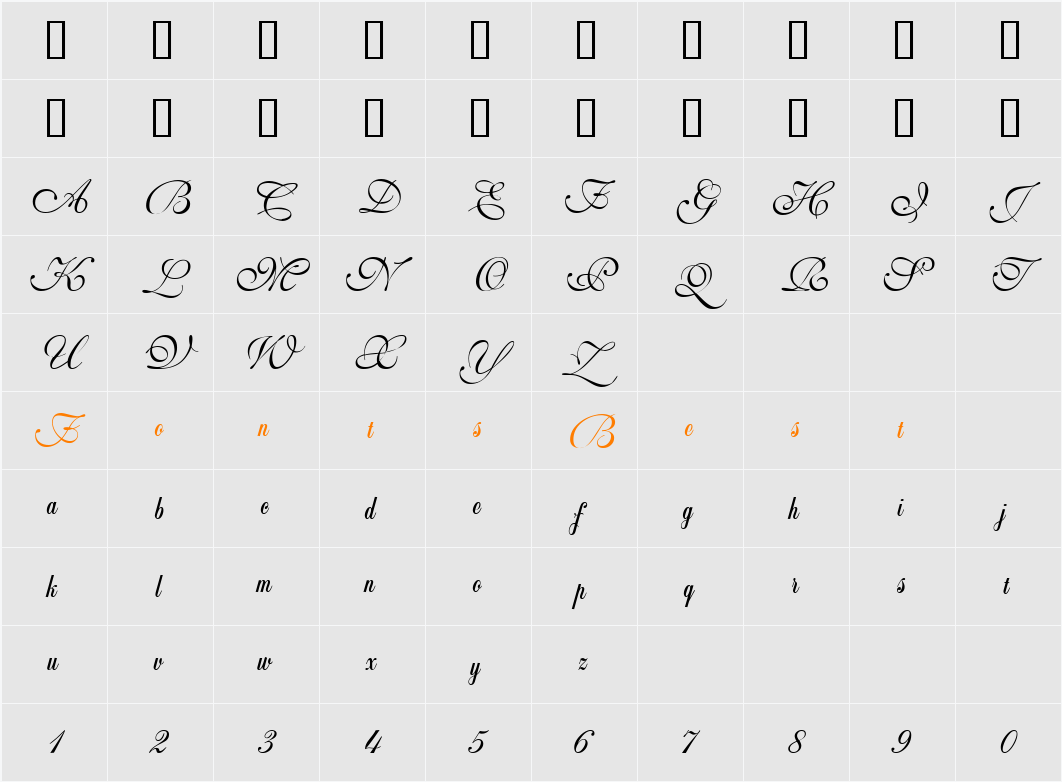 Wedding_Script Character Map