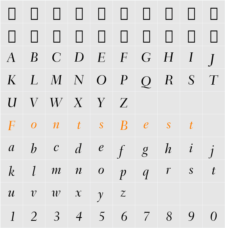 Transit551 Md BT Character Map