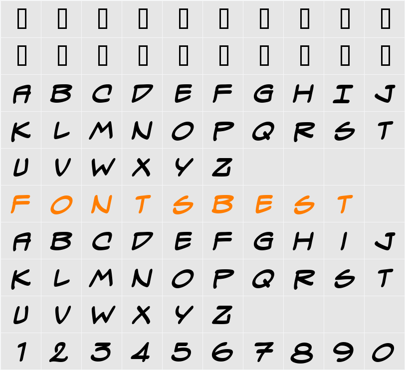 Spectre Verde BB Character Map