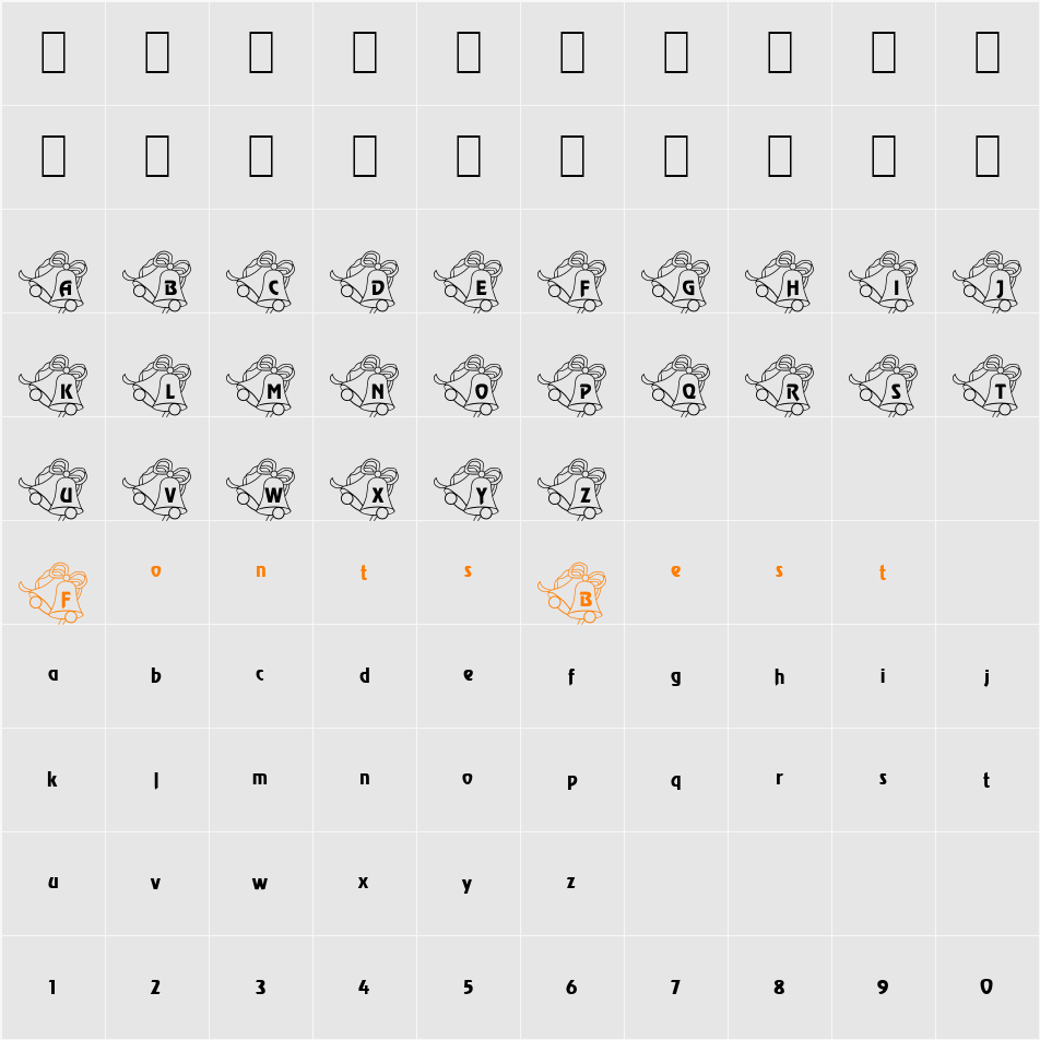 WeddingBells Becker Character Map