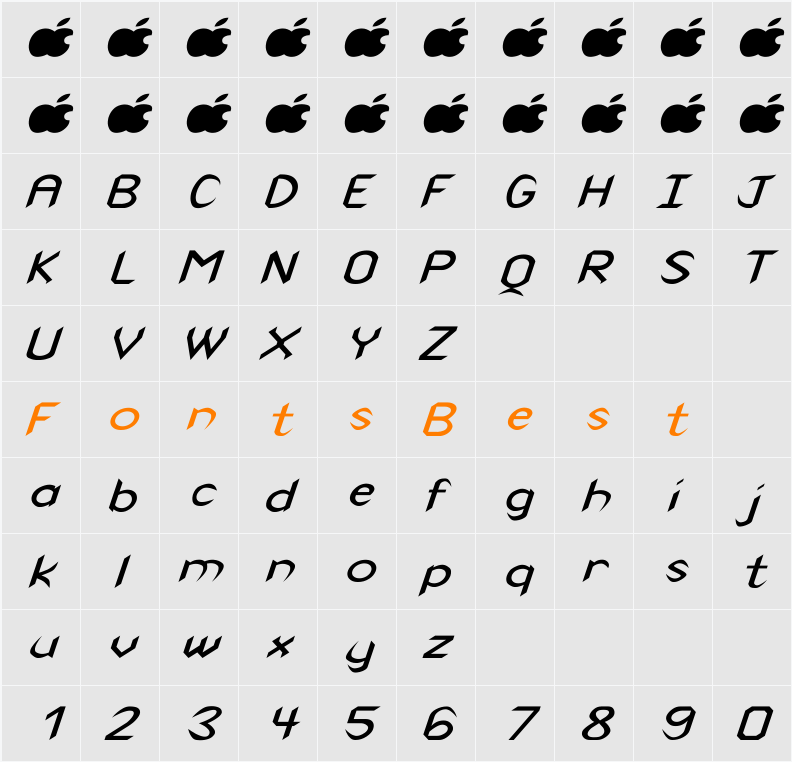 Rscanaith Wd italic Character Map