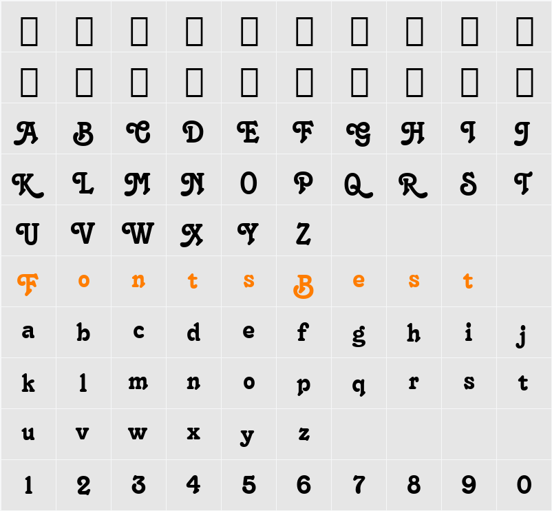 Tango BT Character Map