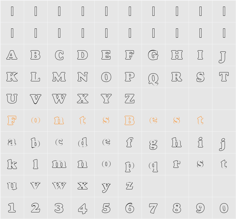 GoudyHeaOutP Character Map