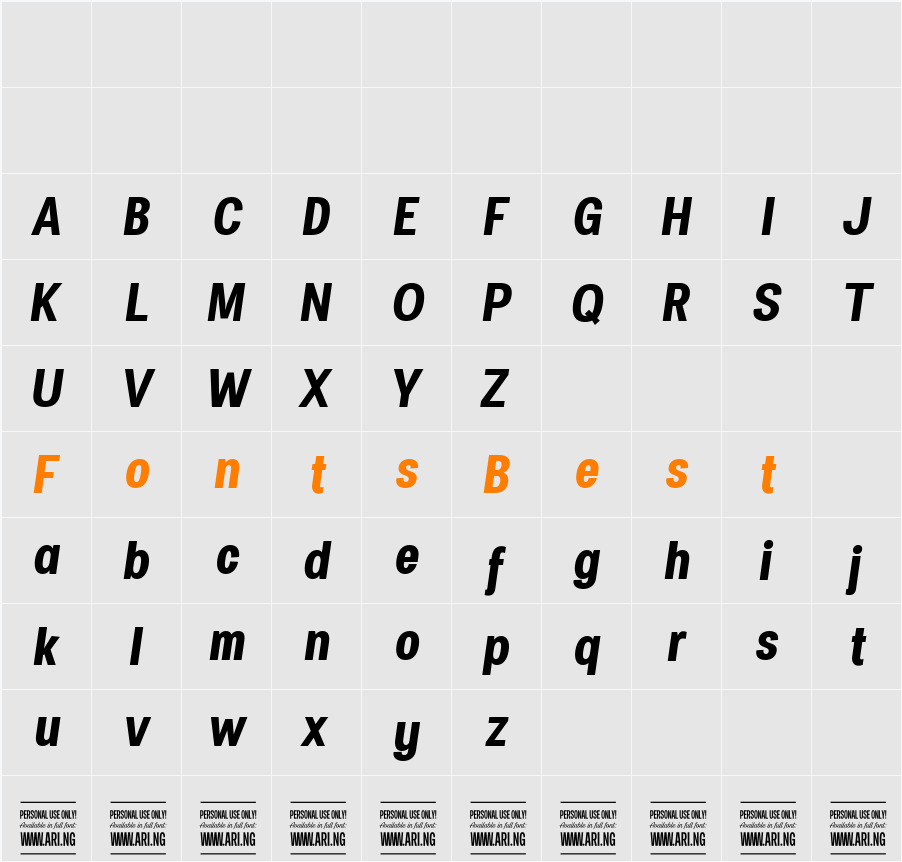 Specify PERSONAL Condensed Character Map