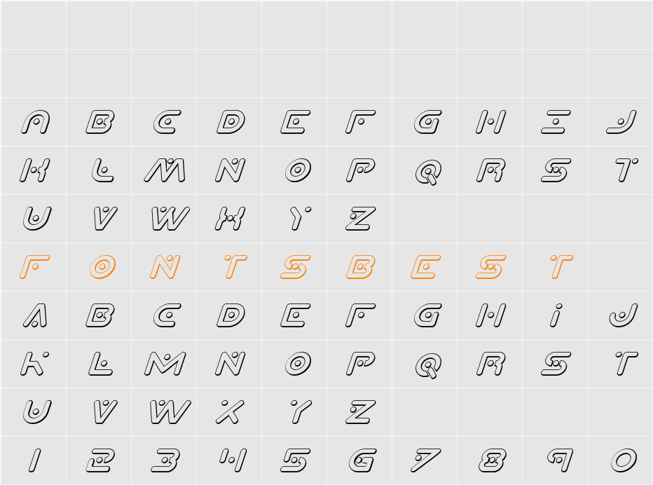 Planet X Compact 3D Italic Character Map
